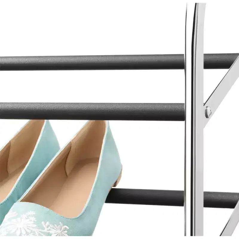 10 Tier Shoe Tower Silver: Freestanding Shoe Rack for Closet, Holds 50 Pairs, Iron & Plastic Frame, 59.5" Height