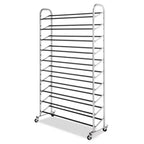 10 Tier Shoe Tower Silver: Freestanding Shoe Rack for Closet, Holds 50 Pairs, Iron & Plastic Frame, 59.5" Height