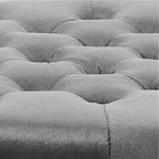 Contemporary Round Tufted Velvet Ottoman with Nailhead Trim