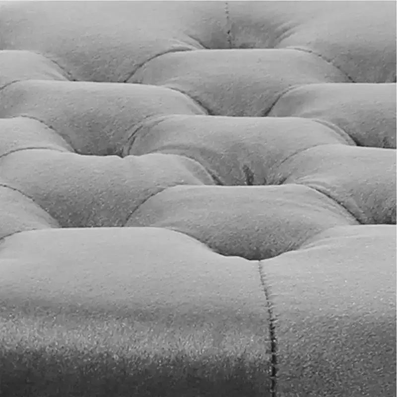 Contemporary Round Tufted Velvet Ottoman with Nailhead Trim