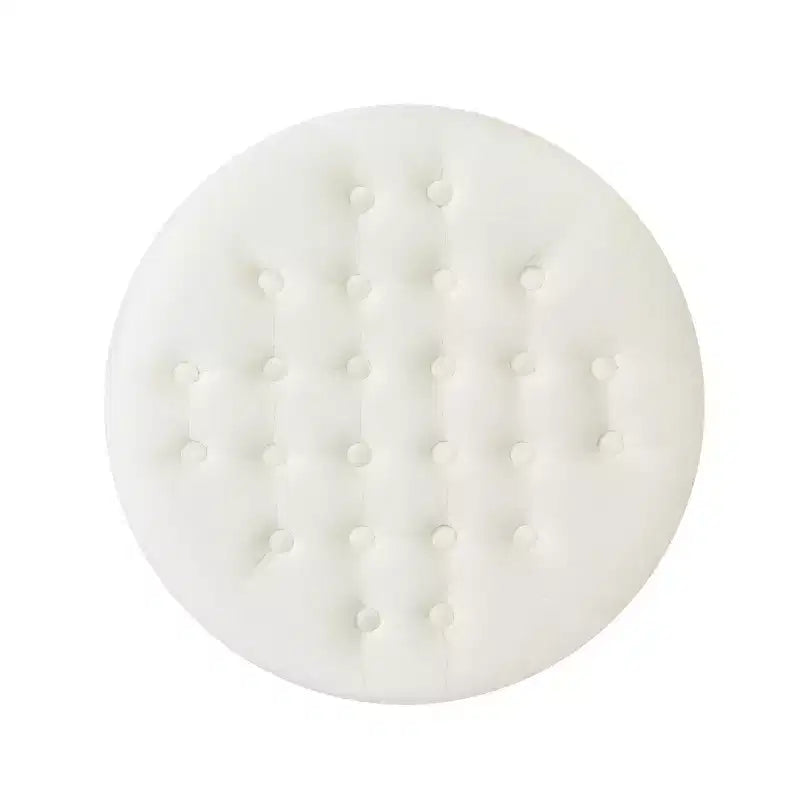 Contemporary Round Tufted Velvet Ottoman with Nailhead Trim