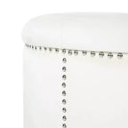 Contemporary Round Tufted Velvet Ottoman with Nailhead Trim