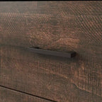 Wood Grain Dresser With Six Drawers And Black Handles For Living Room Storage