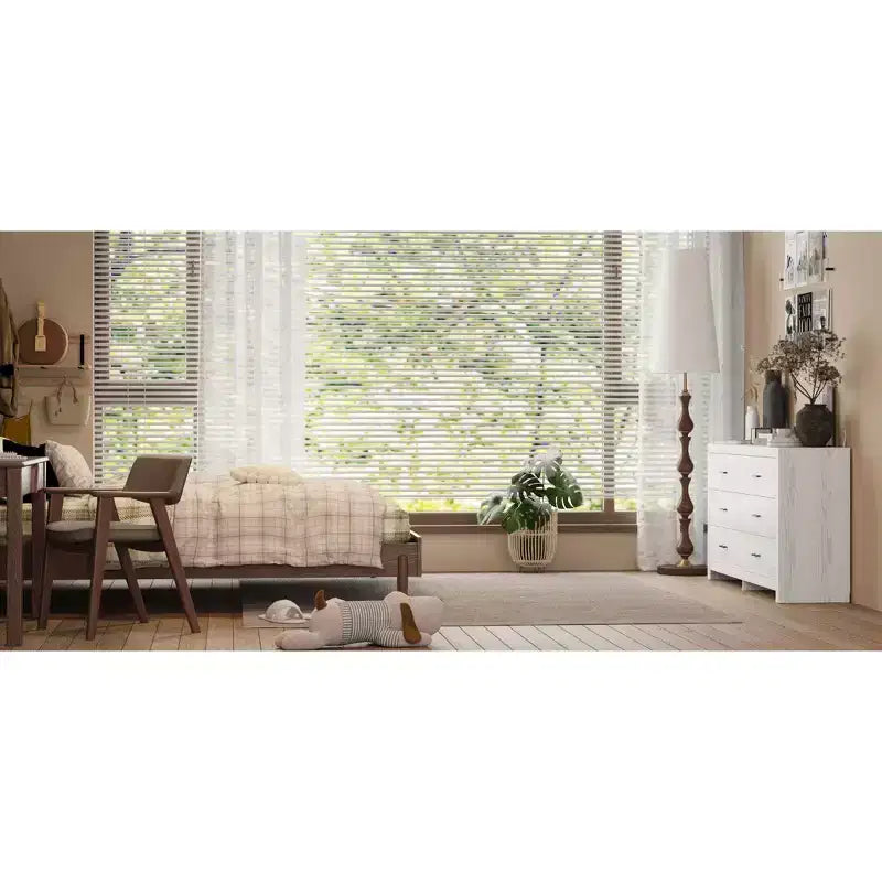 Wood Grain Dresser With Six Drawers And Black Handles For Living Room Storage