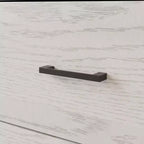 Wood Grain Dresser With Six Drawers And Black Handles For Living Room Storage