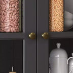 31.5''W Glass Doors Bookcase Display Cabinet Wooden Pantry Organizer