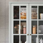 31.5''W Glass Doors Bookcase Display Cabinet Wooden Pantry Organizer