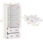 31.5''W Glass Doors Bookcase Display Cabinet Wooden Pantry Organizer