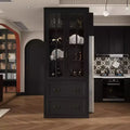 31.5''W Glass Doors Bookcase Display Cabinet Wooden Pantry Organizer