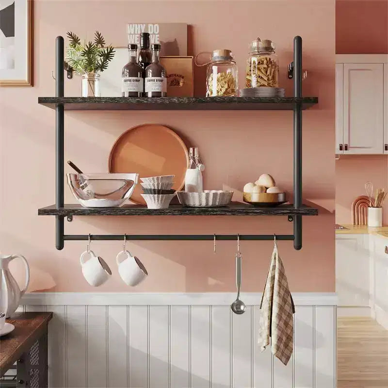 2-Tier Wall-Mounted Bookshelf Plant Stand Shelf Baker's Racks