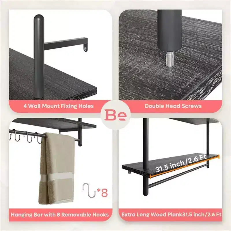 2-Tier Wall-Mounted Bookshelf Plant Stand Shelf Baker's Racks