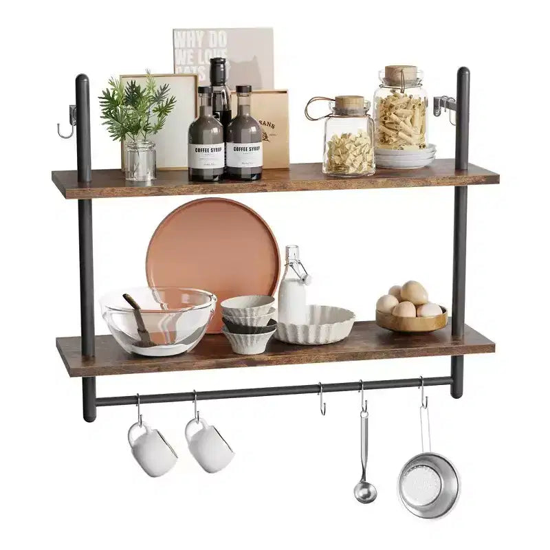 2-Tier Wall-Mounted Bookshelf Plant Stand Shelf Baker's Racks