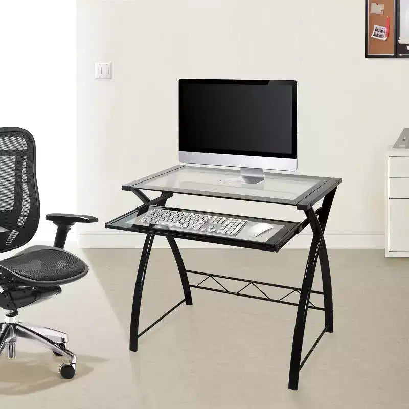 Computer Desk - Sleek High Gloss Black Finish