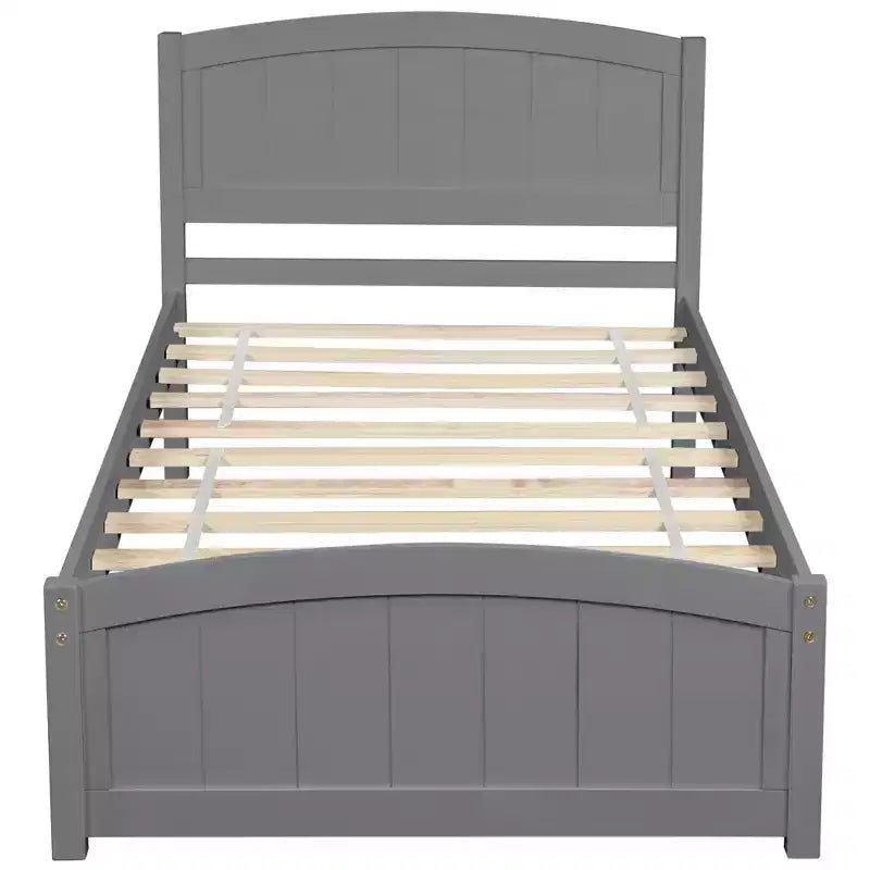 Twin Size Platform Bed with Sturdy Pinewood Frame and Legs