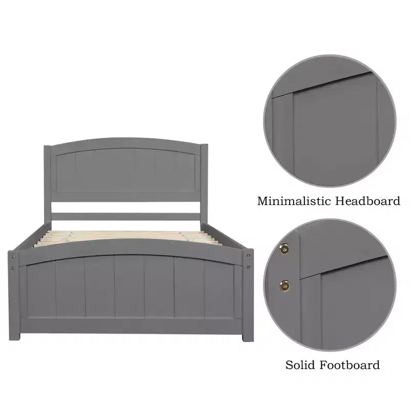 Twin Size Platform Bed with Sturdy Pinewood Frame and Legs