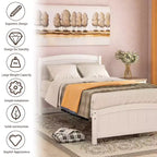 Twin Size Platform Bed with Sturdy Pinewood Frame and Legs