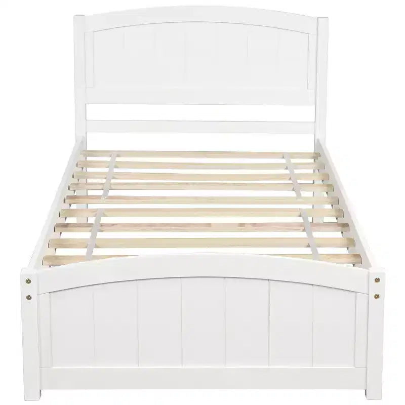 Twin Size Platform Bed with Sturdy Pinewood Frame and Legs