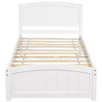 Twin Size Platform Bed with Sturdy Pinewood Frame and Legs