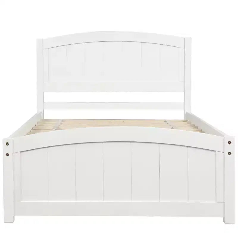 Twin Size Platform Bed with Sturdy Pinewood Frame and Legs