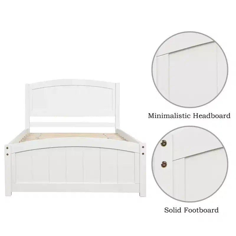 Twin Size Platform Bed with Sturdy Pinewood Frame and Legs