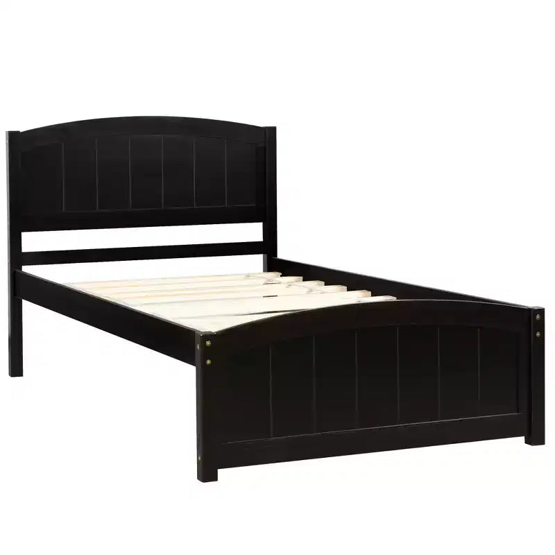 Twin Size Platform Bed with Sturdy Pinewood Frame and Legs