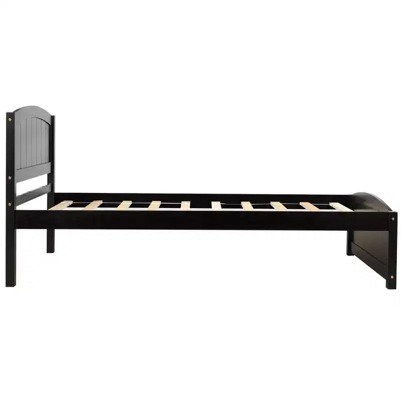 Twin Size Platform Bed with Sturdy Pinewood Frame and Legs