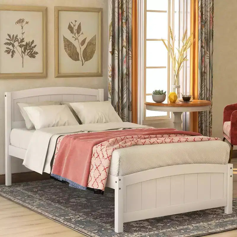 Twin Size Platform Bed with Sturdy Pinewood Frame and Legs