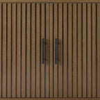 2-Door Slatted Storage Cabinet, Accent Furniture w/ Non-Scratch Foot Pads