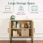 2-Door Slatted Storage Cabinet, Accent Furniture w/ Non-Scratch Foot Pads
