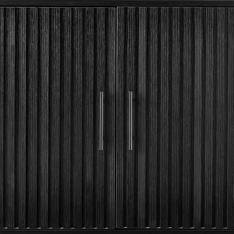 2-Door Slatted Storage Cabinet, Accent Furniture w/ Non-Scratch Foot Pads