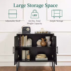2-Door Slatted Storage Cabinet, Accent Furniture w/ Non-Scratch Foot Pads