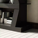Open Bookcase Decorative Shelf Unique Shape Multi-functional Storage Multi-storage Compartment Black