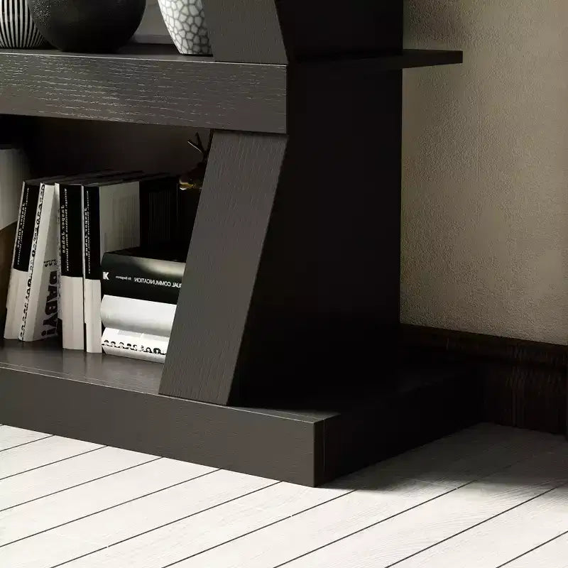 Open Bookcase Decorative Shelf Unique Shape Multi-functional Storage Multi-storage Compartment Black