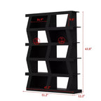 Open Bookcase Decorative Shelf Unique Shape Multi-functional Storage Multi-storage Compartment Black