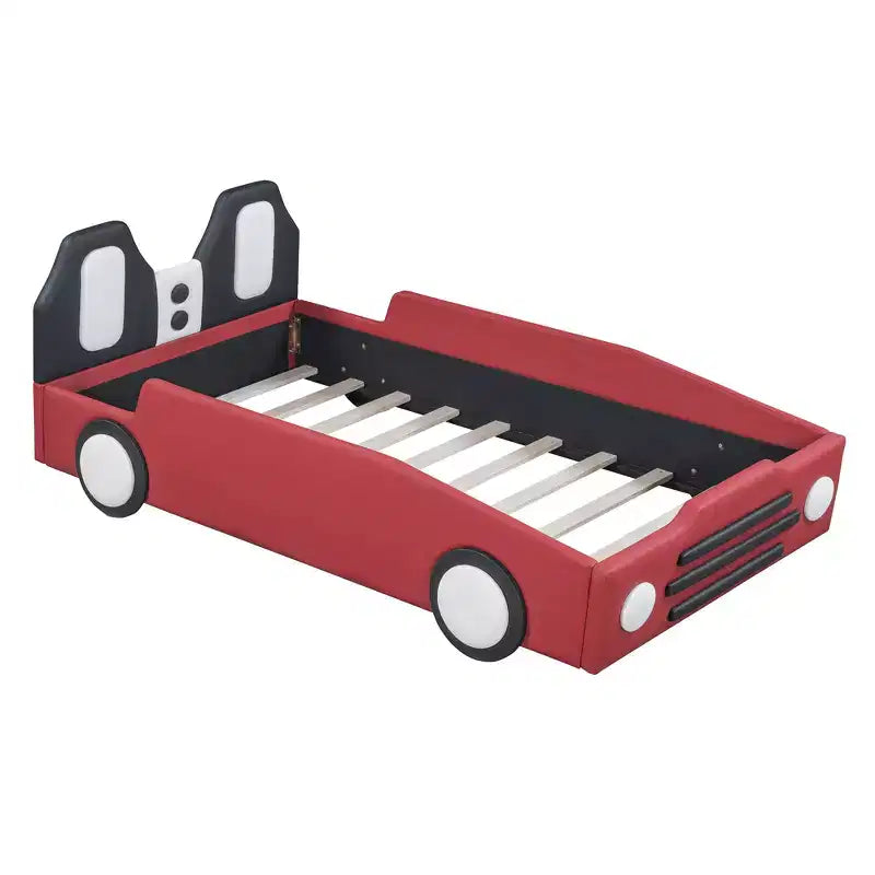 Morden Design Twin Size Race Car-Shaped Platform Bed with Wheels