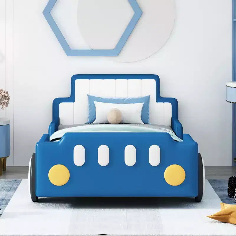 Morden Design Twin Size Race Car-Shaped Platform Bed with Wheels