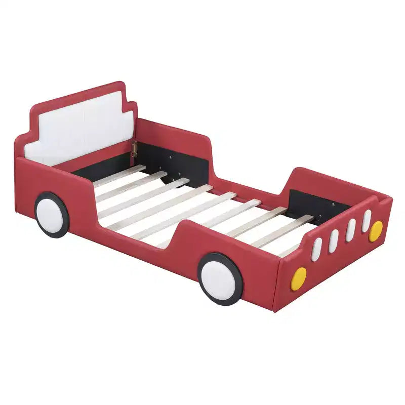 Morden Design Twin Size Race Car-Shaped Platform Bed with Wheels