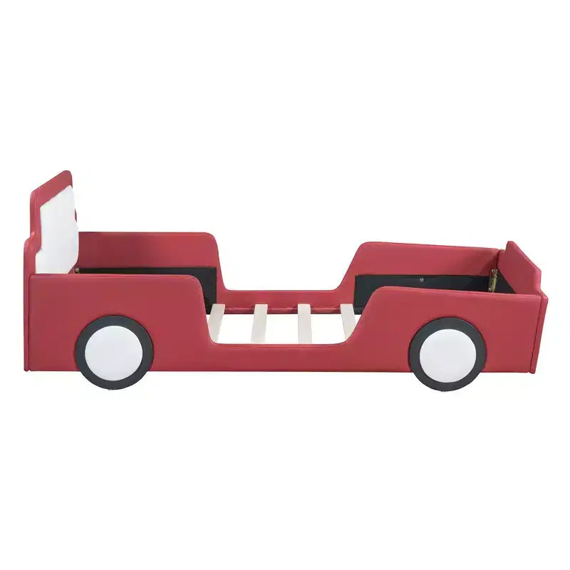 Morden Design Twin Size Race Car-Shaped Platform Bed with Wheels