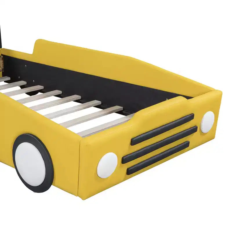 Morden Design Twin Size Race Car-Shaped Platform Bed with Wheels