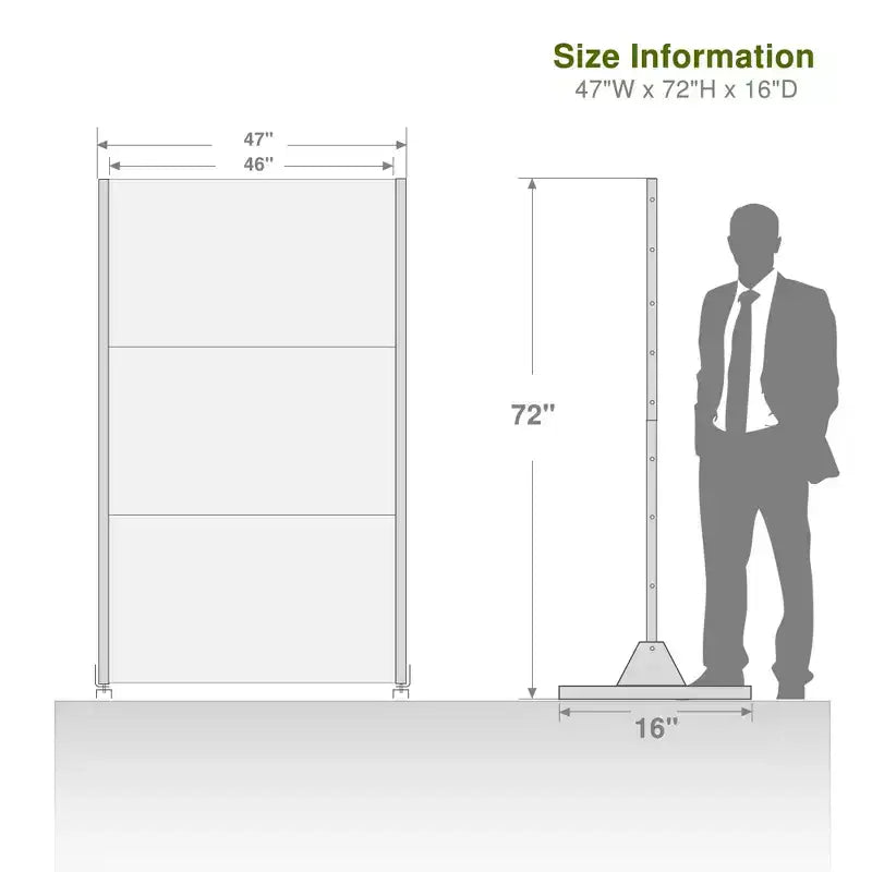 Black Galvanized Steel Screen 183x120x40cm