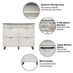 Shoe Storage, Freestanding Shoe Cabinet Storage with 4 Flip Drawers and Barn Door Design, Slim Narrow Shoe Rack Dresser, Shoe Organizer
