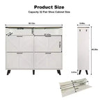 Shoe Storage, Freestanding Shoe Cabinet Storage with 4 Flip Drawers and Barn Door Design, Slim Narrow Shoe Rack Dresser, Shoe Organizer