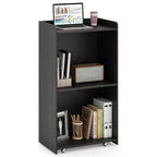 41 Presentation Podium with 2 Storage Shelves Laptop Computer Cart 4 Casters Black/White