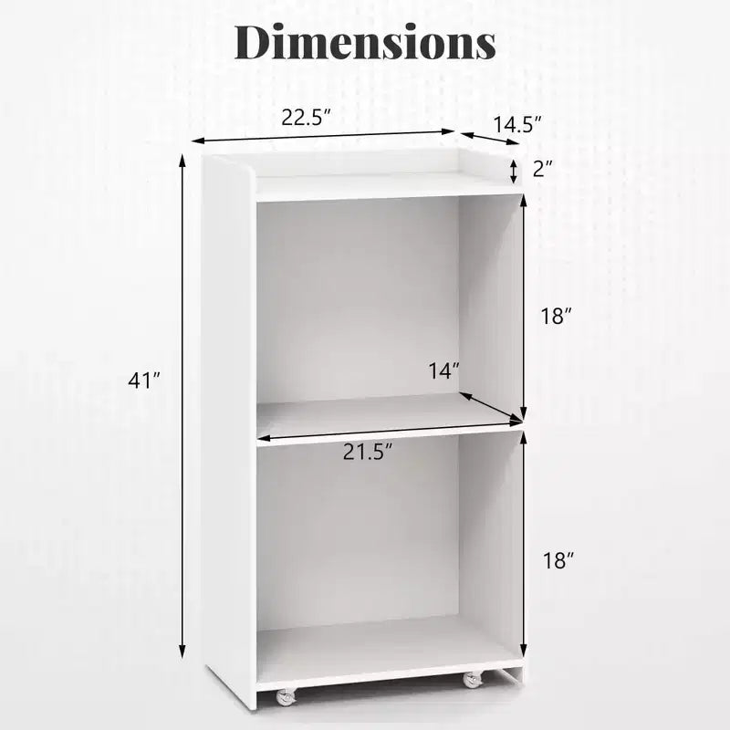 41 Presentation Podium with 2 Storage Shelves Laptop Computer Cart 4 Casters Black/White