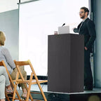 41 Presentation Podium with 2 Storage Shelves Laptop Computer Cart 4 Casters Black/White