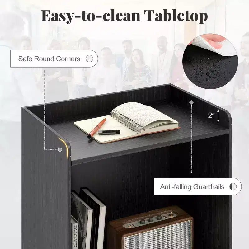 41 Presentation Podium with 2 Storage Shelves Laptop Computer Cart 4 Casters Black/White
