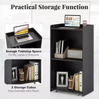 41 Presentation Podium with 2 Storage Shelves Laptop Computer Cart 4 Casters Black/White