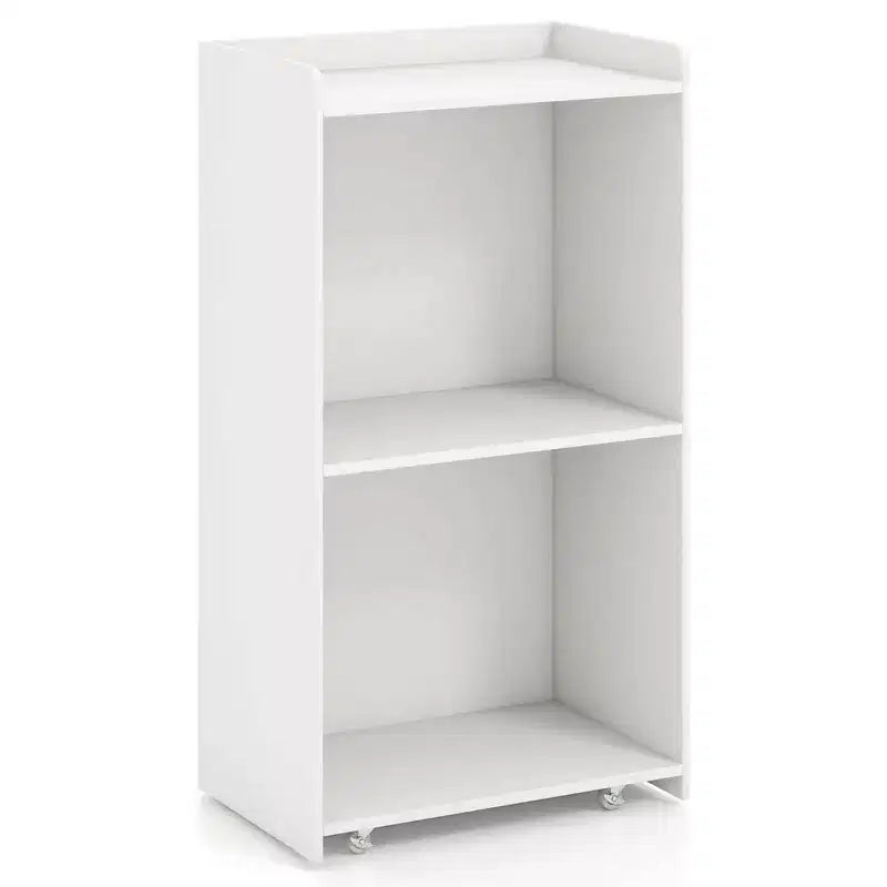 41 Presentation Podium with 2 Storage Shelves Laptop Computer Cart 4 Casters Black/White