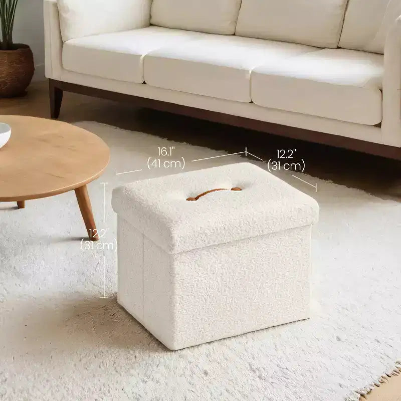 Small Folding Storage Ottoman Foot Rest Stool, 12.2 x 16.1 x 12.2 Inches, Sturdy Ottoman with Hidden Storage, Supports up to 286 lb