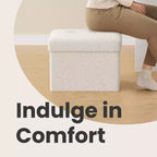 Small Folding Storage Ottoman Foot Rest Stool, 12.2 x 16.1 x 12.2 Inches, Sturdy Ottoman with Hidden Storage, Supports up to 286 lb